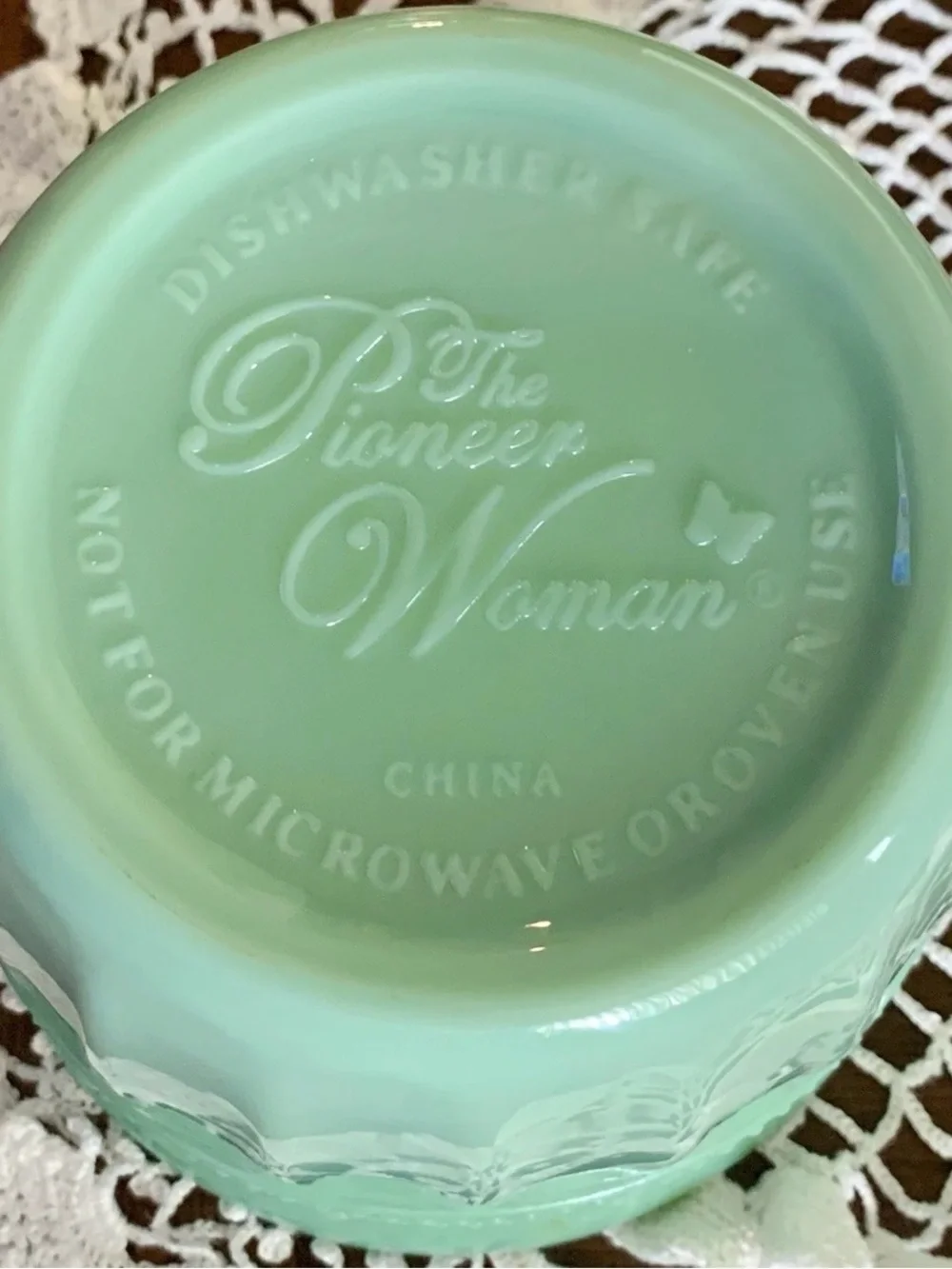 Pioneer Woman Jadeite Cookie Jar Timeless Beauty Green Glass Canister